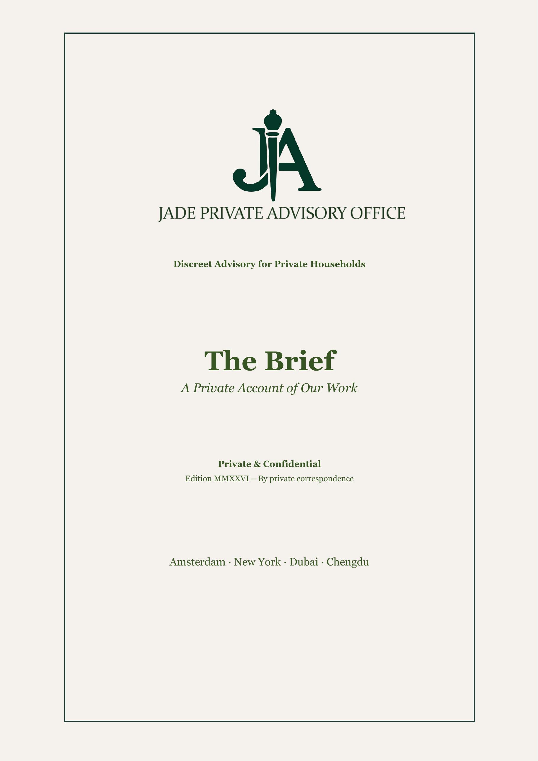Cover page of the Jade Household Brief